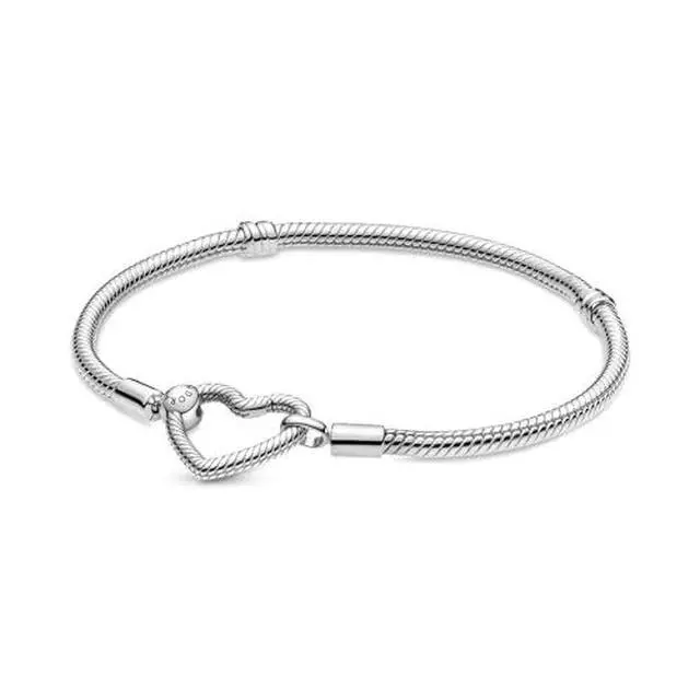Alt view image 2 of 3 - Pandora Moments Heart Closure Snake Chain Bracelet