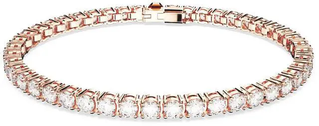 Main image of Swarovski Matrix Tennis Bracelet - Round Cut - White - Rose Gold-tone Plated - X-large