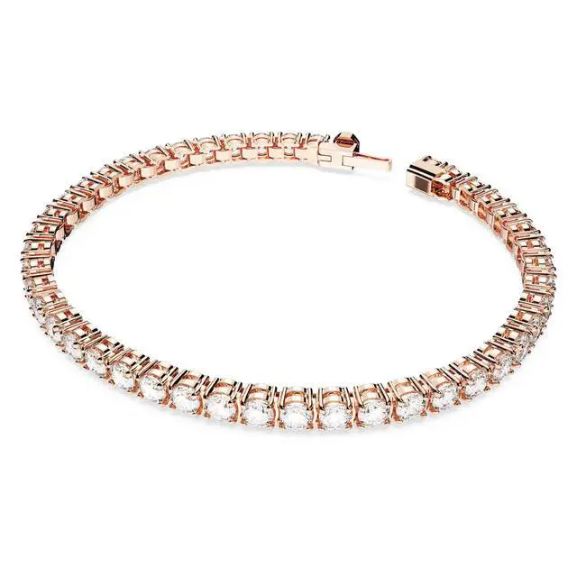 Alt view image 3 of 3 - Swarovski Matrix Tennis Bracelet - Round Cut - White - Rose Gold-tone Plated - X-large