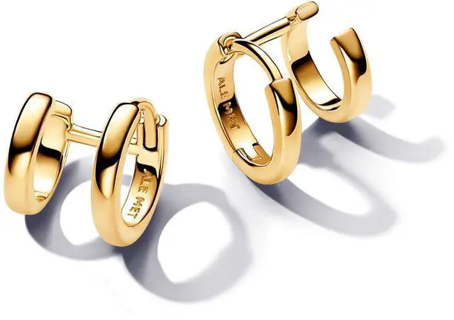 Main image of Pandora Double Huggie Hoop Earrings 14k gold plating