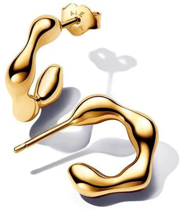 Main image of Pandora Organically Shaped Open Hoop Earrings 14k gold plating