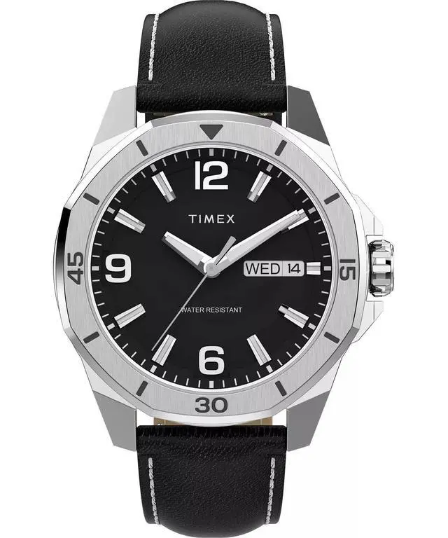 Main image of Timex Essex Black Dial Leather Mens Watch