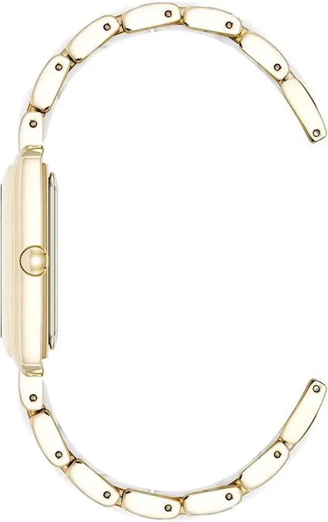 Alt view image 2 of 3 - Anne Klein Gold-Tone Rectangular White Mother-of-Pearl Silicone Ladies Watch