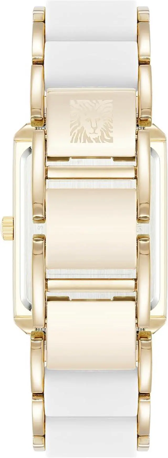 Alt view image 3 of 3 - Anne Klein Gold-Tone Rectangular White Mother-of-Pearl Silicone Ladies Watch