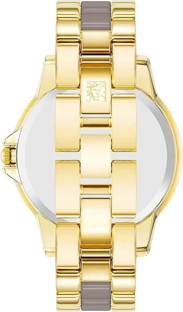 Alt view image 3 of 3 - Anne Klein Gold-Tone Taupe Ceramic Link Bracelet Diamond Accent Ladies Watch