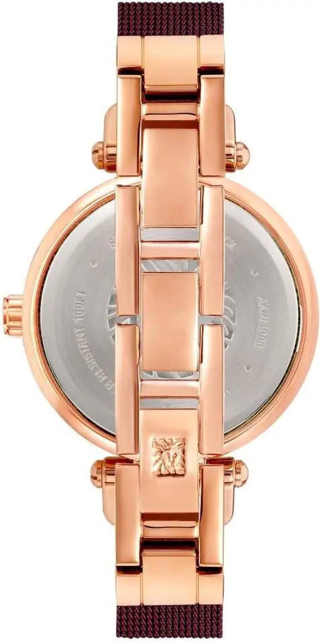 Alt view image 3 of 3 - Anne Klein Rose Gold-Tone and Burgundy Mesh Ladies Watch AK-3000RGBY