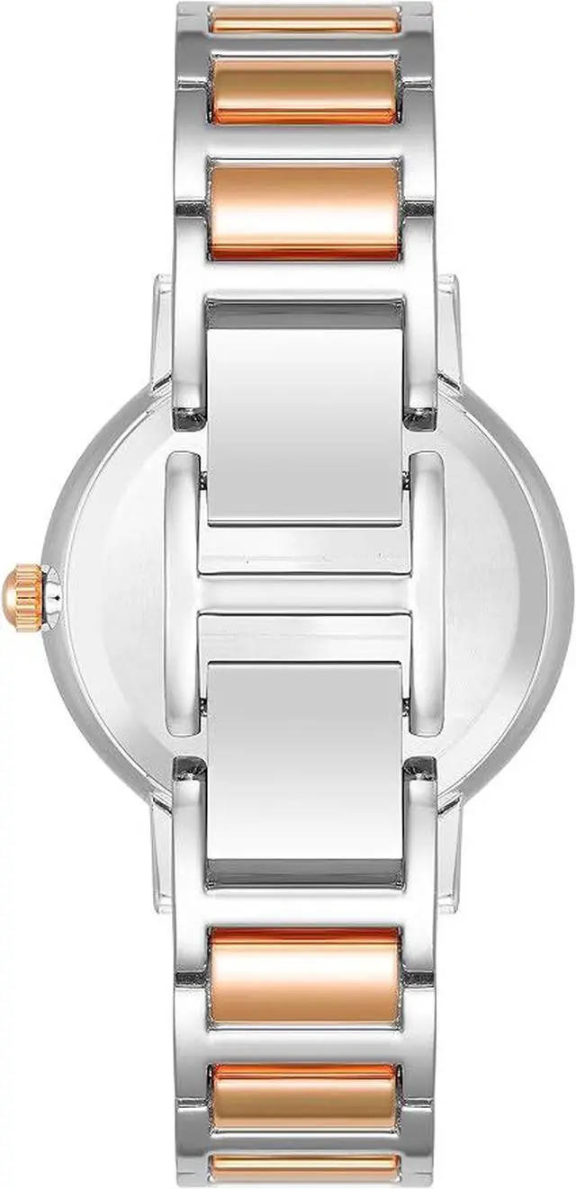 Alt view image 3 of 3 - Anne Klein Two-Tone Silver and Rose Gold Facetted Crystal Diamond Accent Ladies Watch