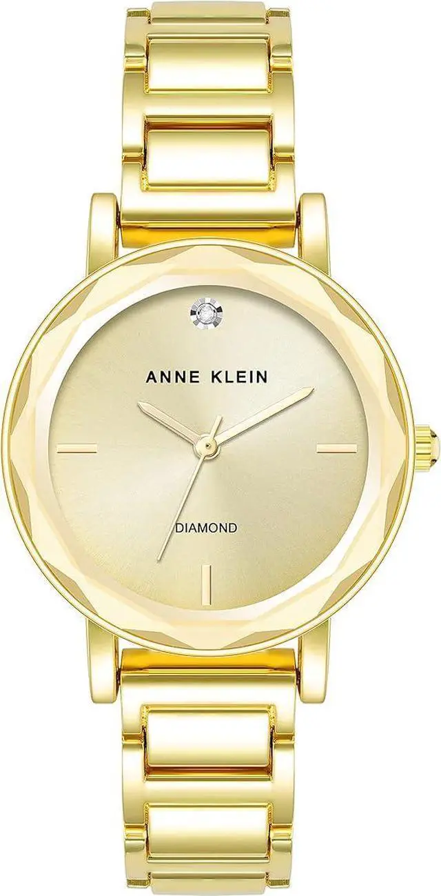 Main image of Anne Klein Gold-Tone Faceted Crystal Champagne Sunray Ladies Watch AK-3966CHGB