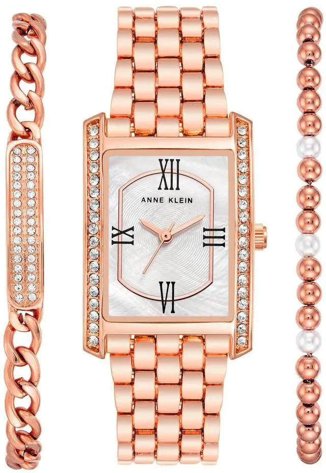 Main image of Anne Klein Rose Gold-Tone Rectangular Mother-of-Pearl Center Ladies Watch AK-3990WRST