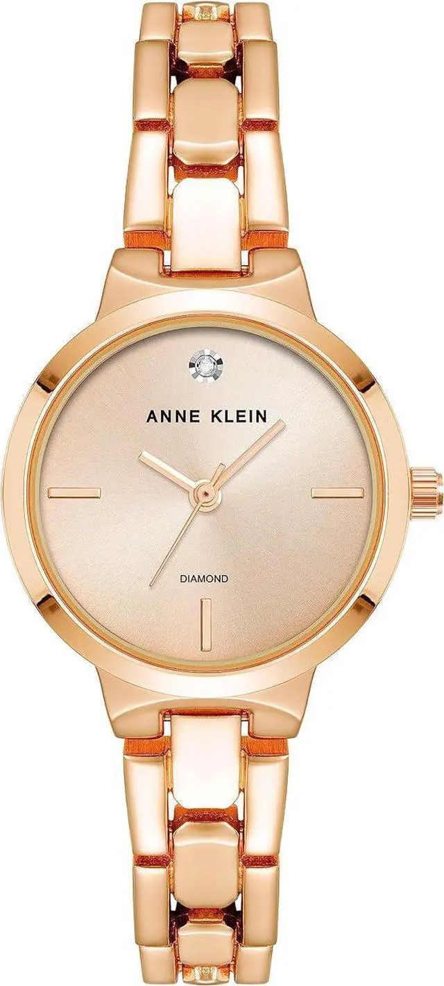 Main image of Anne Klein Petite Rose Gold-Tone Diamond Dial Analog Ladies Watch AK-4190RGRG
