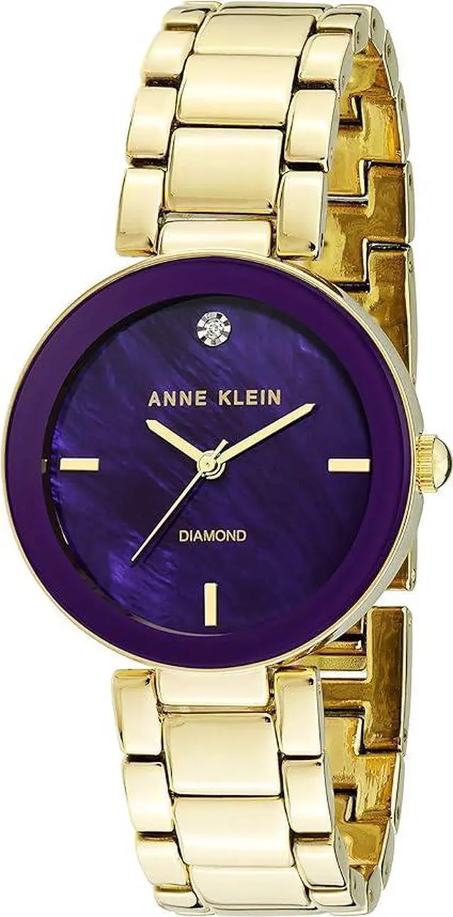 Main image of Anne Klein Gold-Tone Purple Dial with Second Hand Ladies Watch