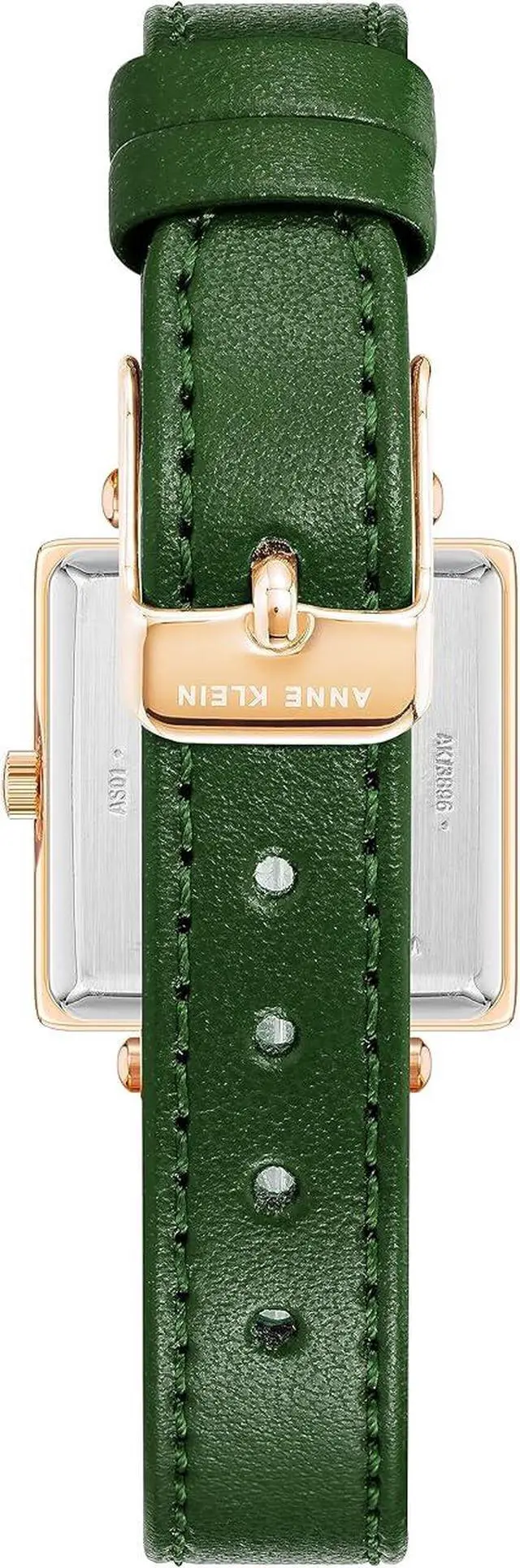 Alt view image 3 of 3 - Anne Klein Rose Gold-Tone Square Green Mother-of-Pearl Apple Leather Ladies Watch