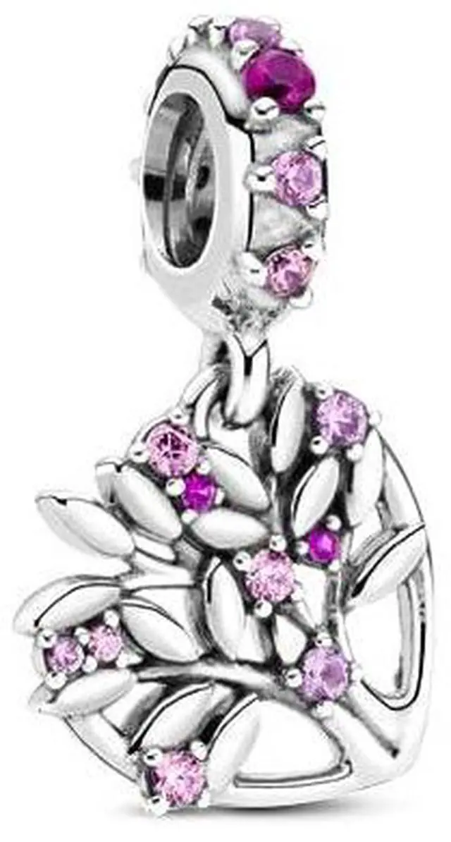 Alt view image 2 of 2 - PANDORA Heart Family Tree Pink CZ Synthetic Pink Sapphire & Synthetic Ruby Charm