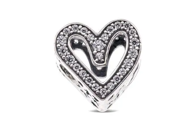 Alt view image 2 of 2 - Pandora Sparkling Freehand Heart Charm Sterling Silver Women's Jewelry