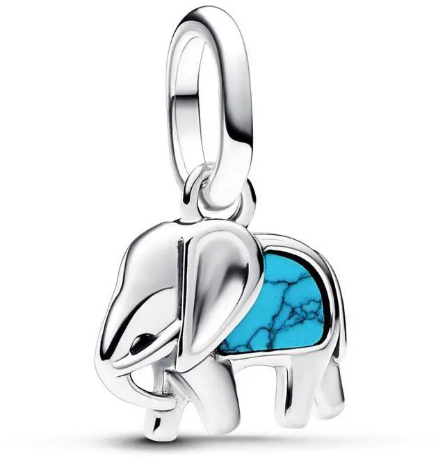 Main image of Pandora Turquoise-colored Elephant Mini Dangle Charm