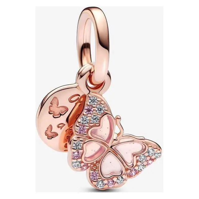 Alt view image 2 of 2 - Pandora Pink Butterfly & Quote Double Dangle Charm