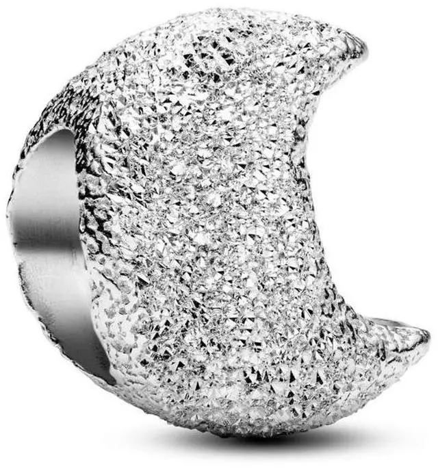 Main image of Pandora Textured Moon Mini Charm Sterling Silver Women's Jewelry