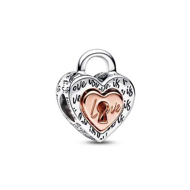 Alt view image 2 of 3 - Pandora Two-tone Padlock Splittable Heart Charm