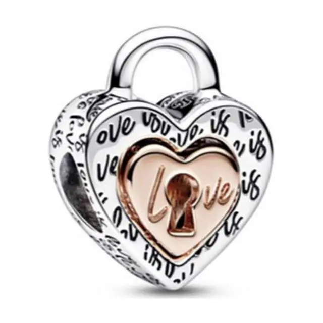 Alt view image 3 of 3 - Pandora Two-tone Padlock Splittable Heart Charm