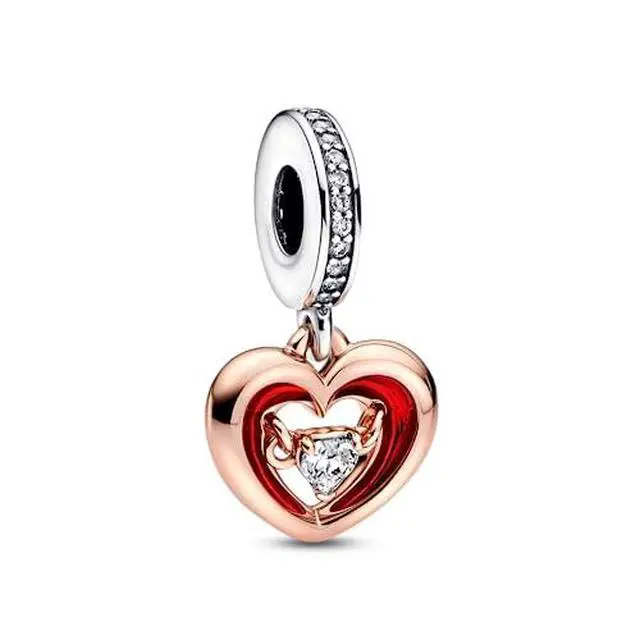 Alt view image 2 of 3 - Pandora Two-tone Radiant Heart Dangle Charm