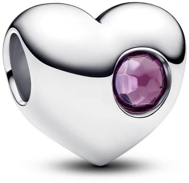 Main image of Pandora Engravable Purple Stone Heart Charm