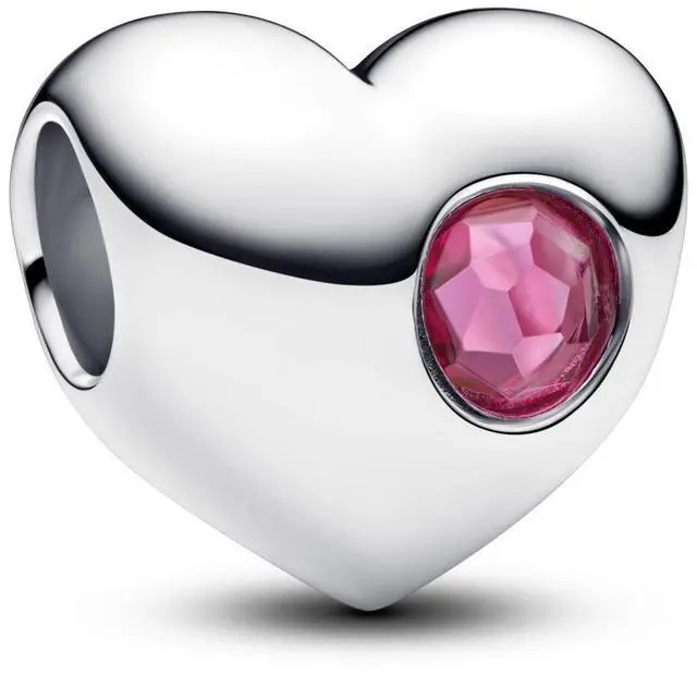 Main image of Pandora Engravable Pink Stone Heart Charm