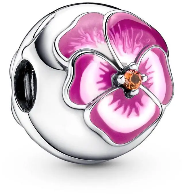 Main image of Pandora Moments Pink Pansy Flower Clip