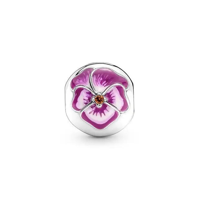 Alt view image 2 of 2 - Pandora Moments Pink Pansy Flower Clip