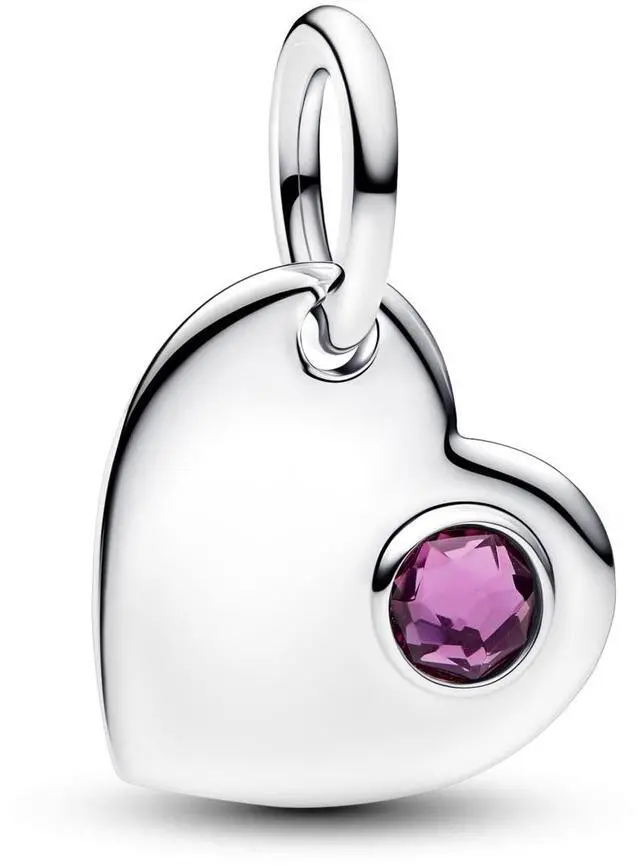 Main image of Pandora February Engravable Heart Purple Stone Heart Dangle Charm