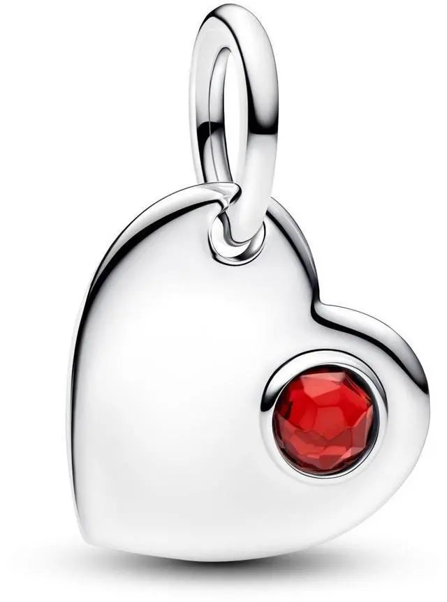 Main image of Pandora January Engravable Red Stone Heart Dangle Charm