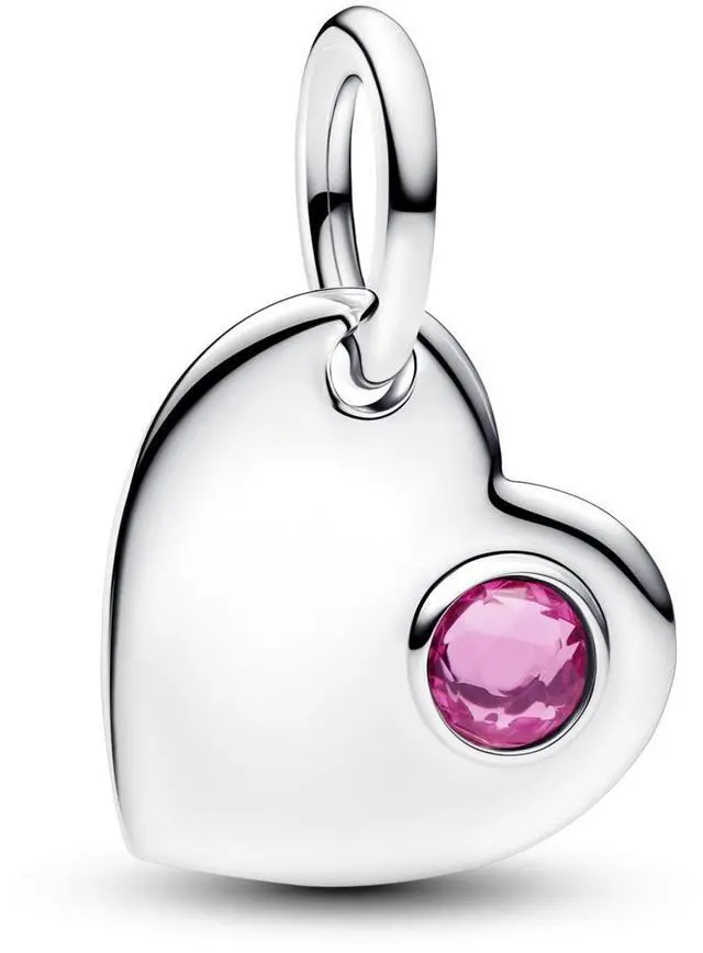 Main image of Pandora October Engravable Pink Stone Heart Dangle Charm