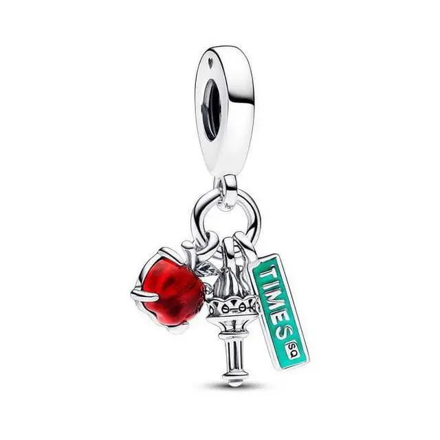 Alt view image 2 of 2 - Pandora NYC Apple Torch and Street Sign Triple Dangle Charm