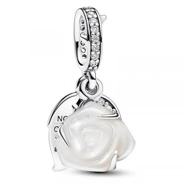 Main image of Pandora White Rose in Bloom Double Dangle Charm