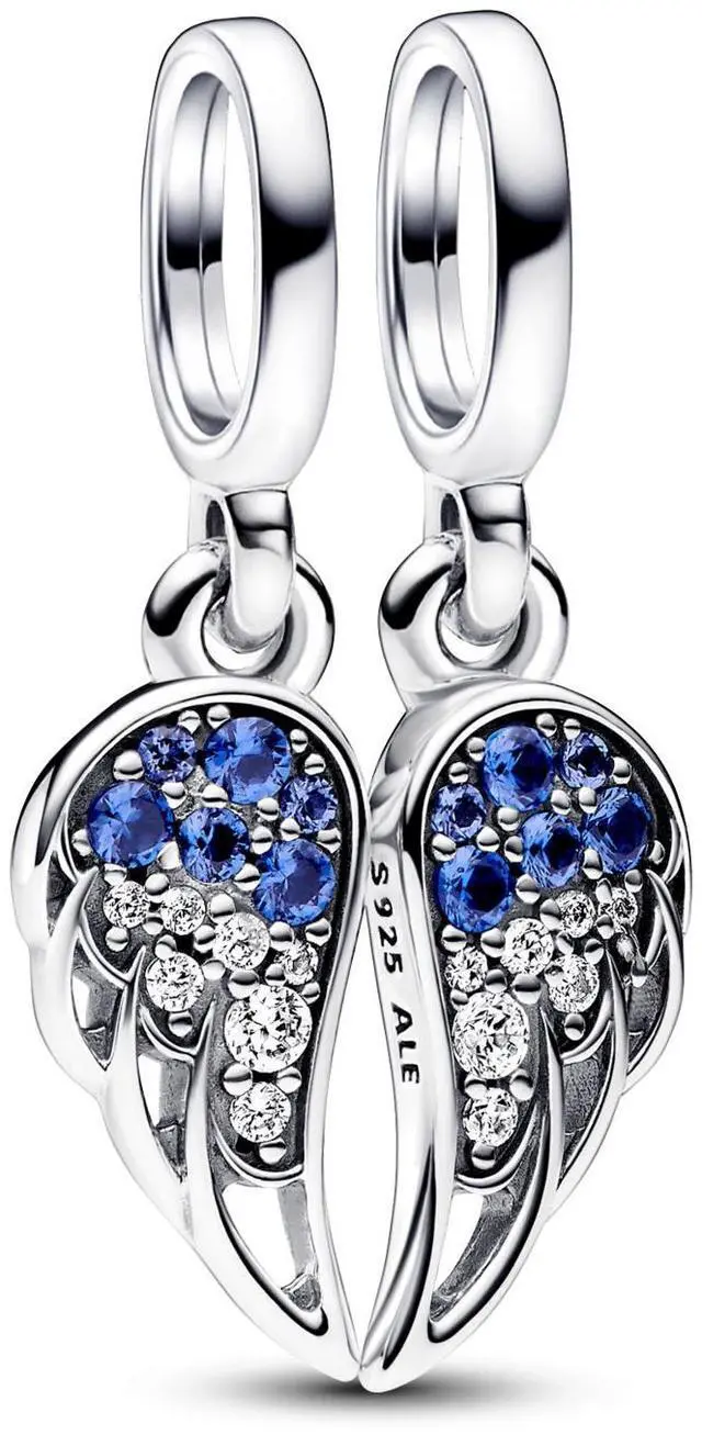 Main image of Pandora Splittable Angel Wings Dangle Charm Sterling Silver Women's Jewelry