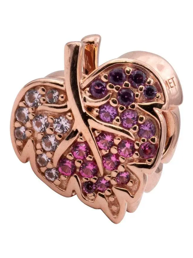 Alt view image 2 of 2 - PANDORA Leaf Pandora Rose Charm With Pink Mist, Cerise And Royal Purple Crystal -