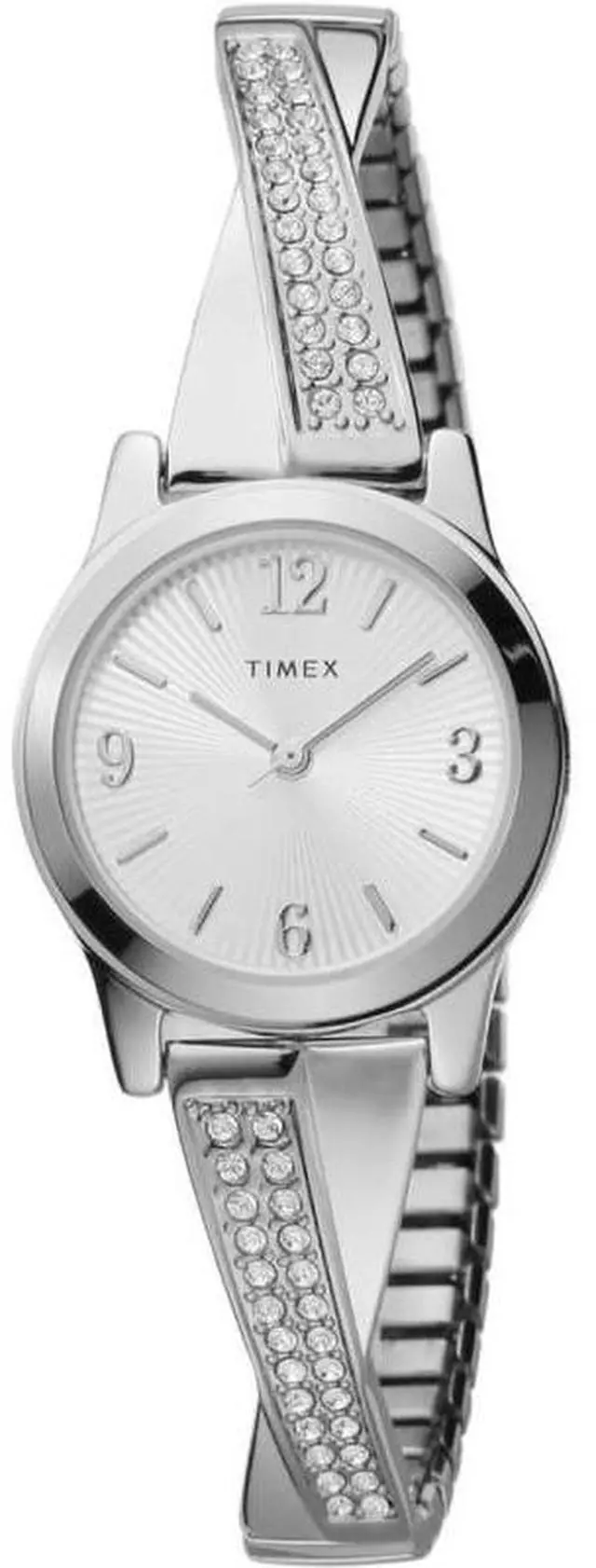 Main image of Timex Fashion Stretch Bangle Silver Dial Crystal Accent Ladies Watch