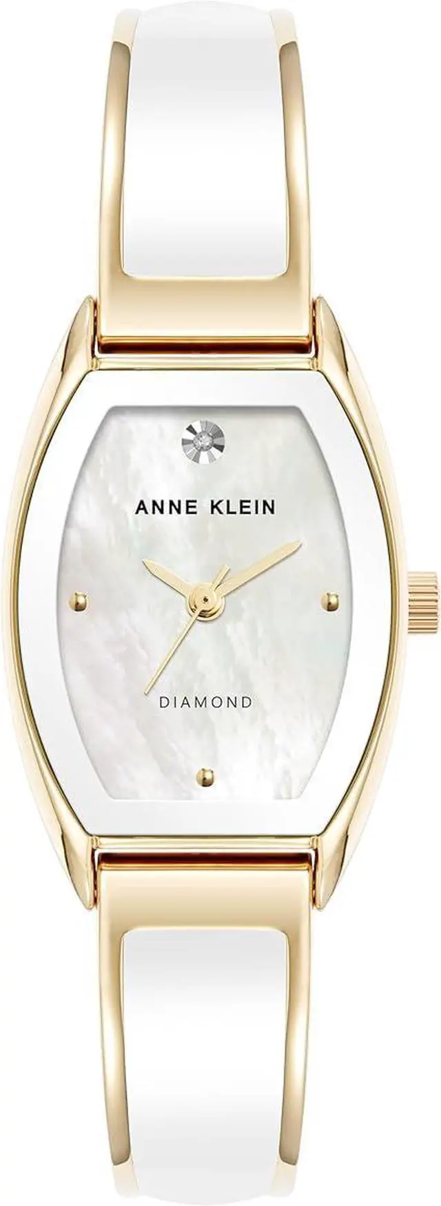 Main image of Anne Klein Gold-Tone Mother-of-Pearl Enamel Bangle Diamond Ladies Watch