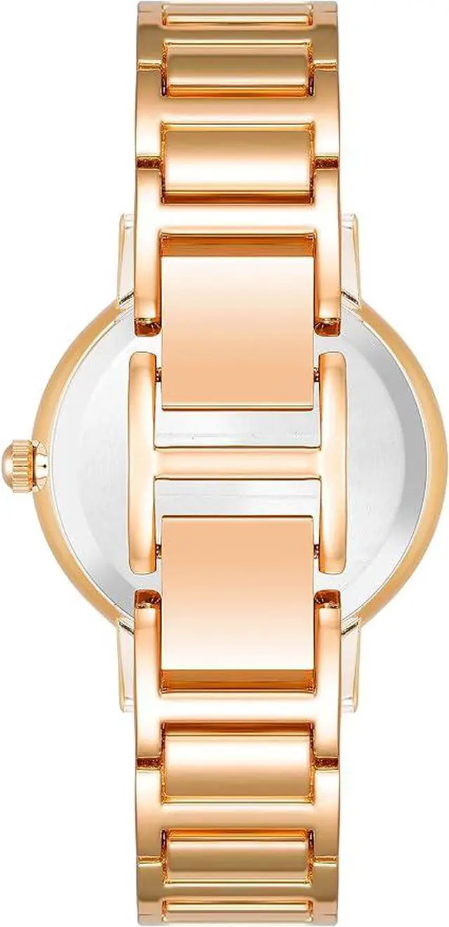 Alt view image 3 of 3 - Anne Klein Rose Gold-Tone Sunray Dial Facetted Crystal Diamond Accent Ladies Watch