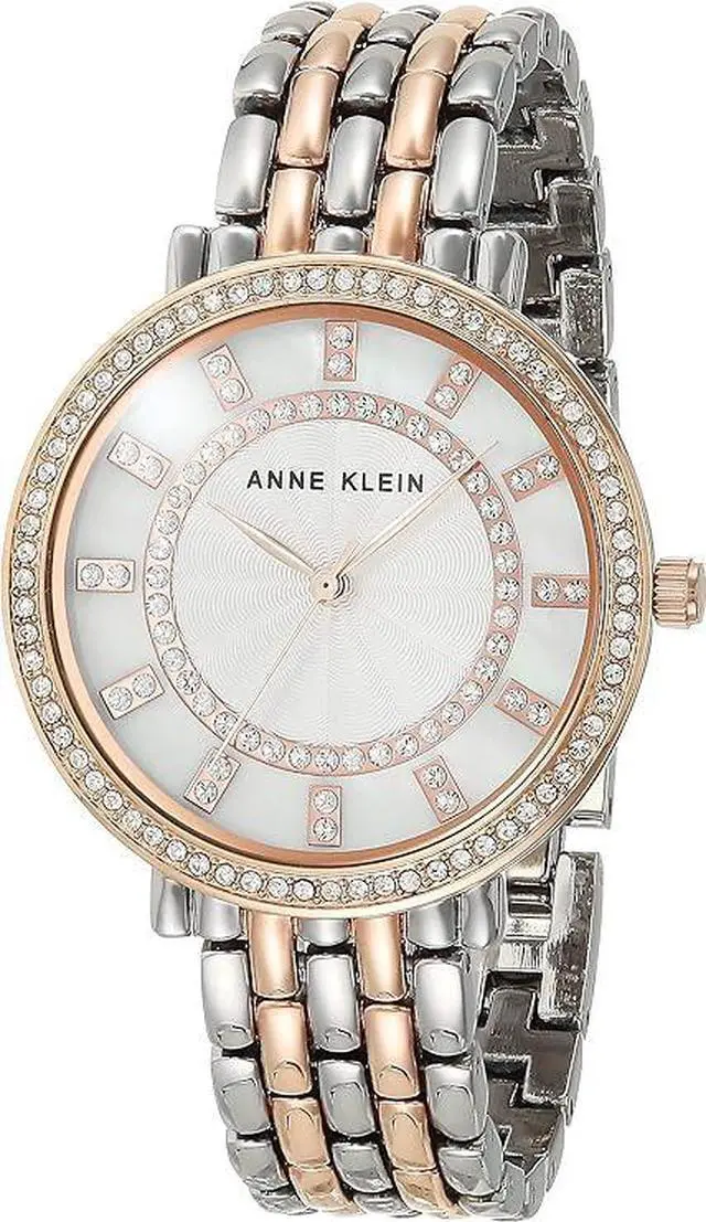 Main image of Anne Klein Two-Tone Crystal Encrusted Mixed-Metal Ladies Watch AK-3799MPRT