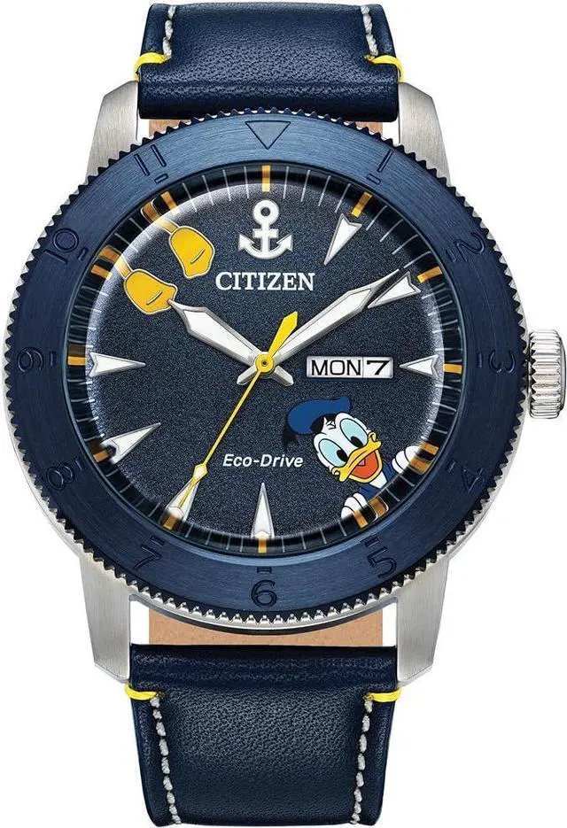 Main image of Citizen Eco-Drive Disney Donald Duck Blue IP Leather Mens Watch