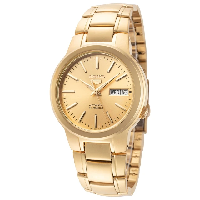 Alt view image 9 of 9 - Seiko 5 Automatic 21 Jewels Gold Tone Dial Stainless Steel SNKA10K1 Mens Watch