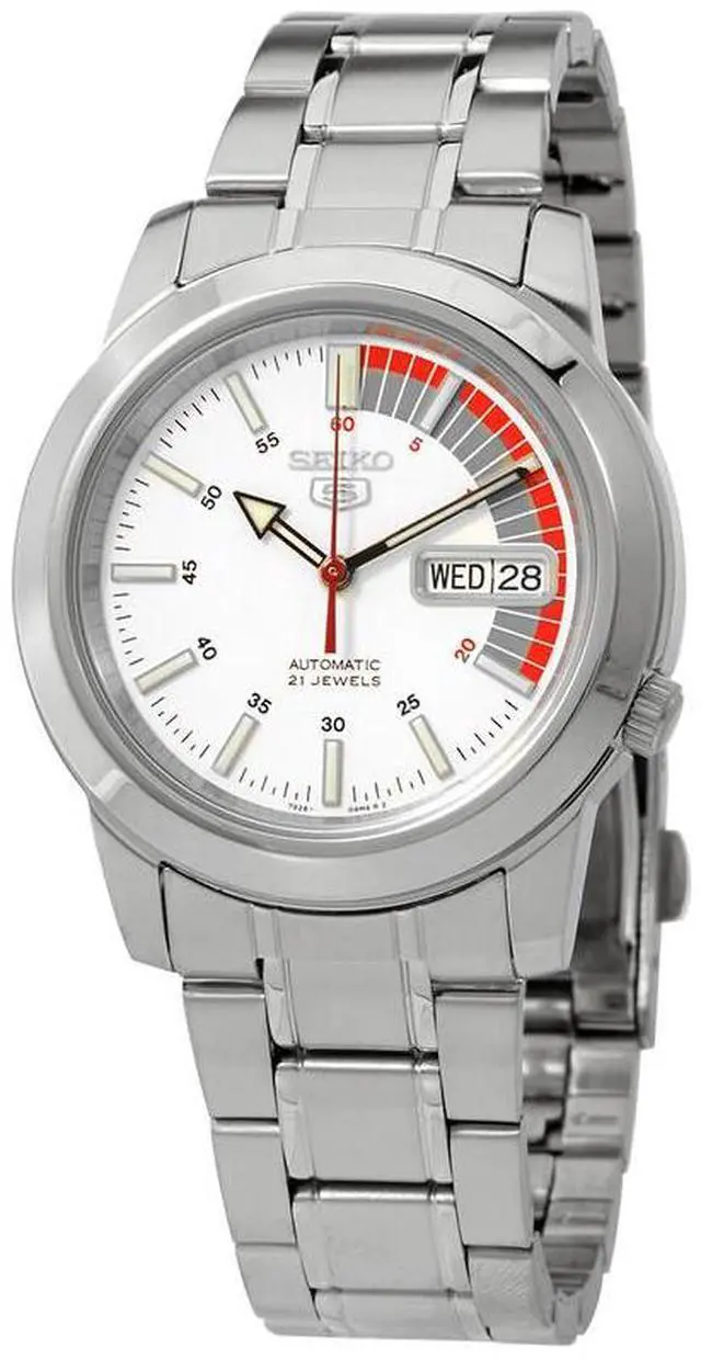 Alt view image 8 of 9 - Seiko 5 Automatic 21 Jewels Stainless Steel White Dial SNKK25K1 30M Mens Watch