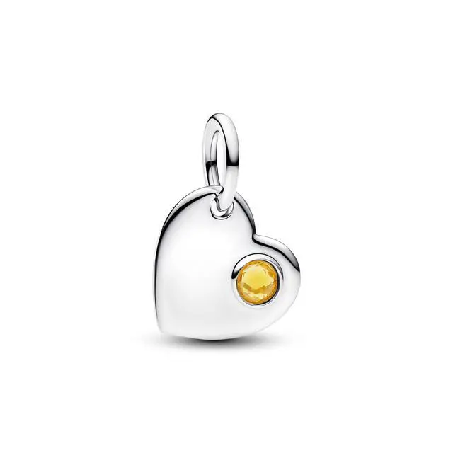 Alt view image 2 of 2 - Pandora November Engravable Honey Stone Heart Dangle Charm