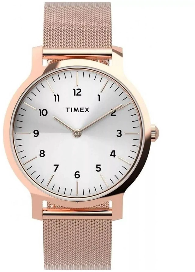 Alt view image 3 of 3 - Timex Norway 34mm Rose-Gold-tone Mesh Band