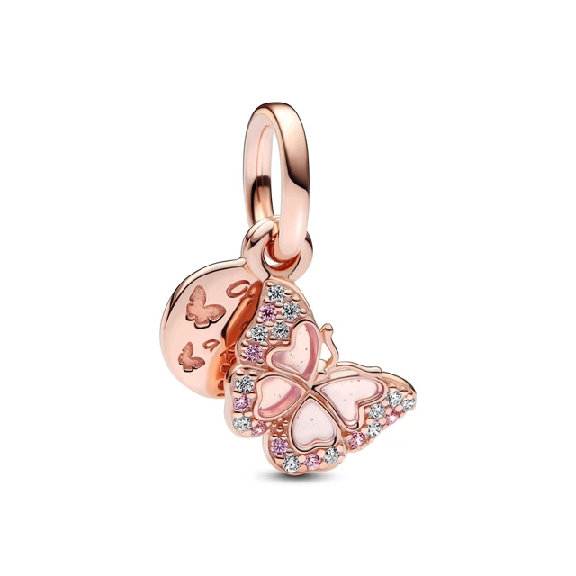 Alt view image 3 of 3 - Pandora Pink Butterfly & Quote Double Dangle Charm