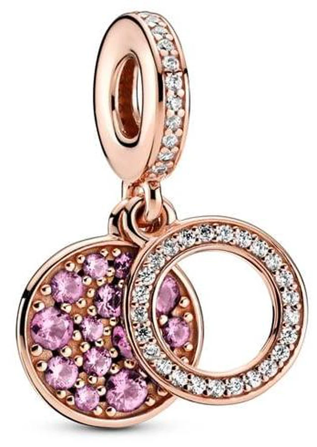 Alt view image 2 of 2 - PANDORA Sparkling Pink Disc Synthetic Pink Sapphire & Clear CZ Charm