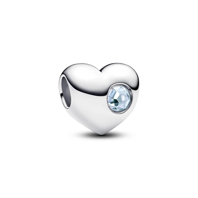 Alt view image 2 of 2 - Pandora Engravable Sea Aqua Blue Stone Heart Charm