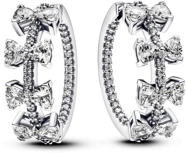 Alt view image 2 of 2 - Pandora Timeless Sparkling Bow Row Hoop Earrings
