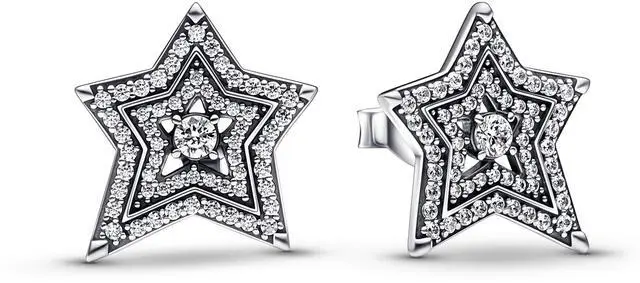 Alt view image 2 of 2 - Pandora Celestial Asymmetric Star Stud Earrings