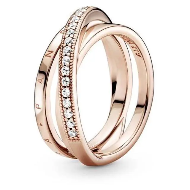 Alt view image 2 of 2 - PANDORA Crossover Pave Triple Band Ring